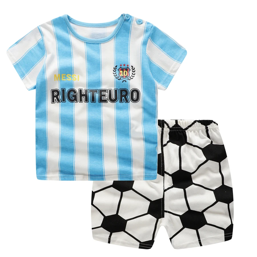 Для маленьких мальчиков Спортивная одежда летняя детская одежда, повседневная футболка+ шорты с героями мультфильмов Дети для мальчиков; одежда для футбола тренировочный костюм DS19