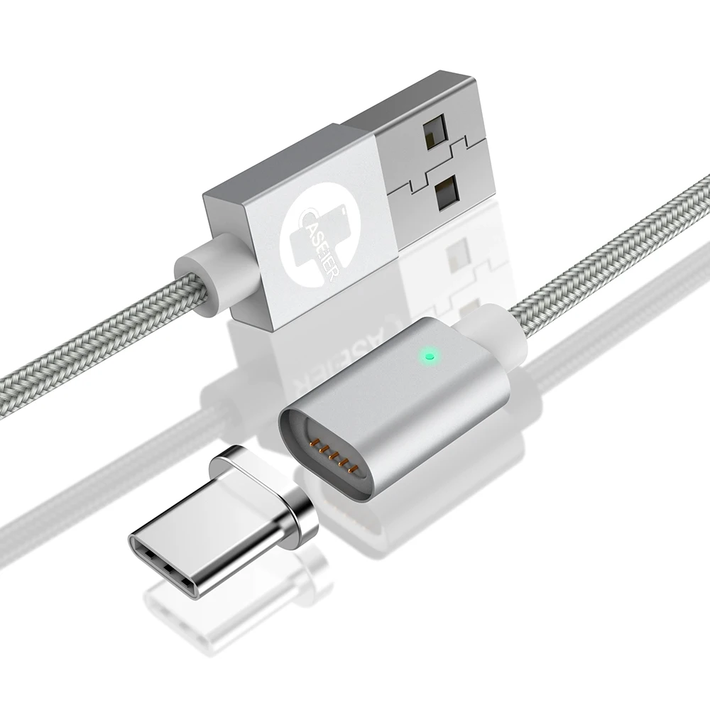 Магнитный usb-кабель CASEIER OTG для быстрой зарядки, кабель USB type C, Магнитный зарядный кабель Micro usb для зарядки и передачи данных, кабель USB для мобильного телефона - Цвет: Knight silver