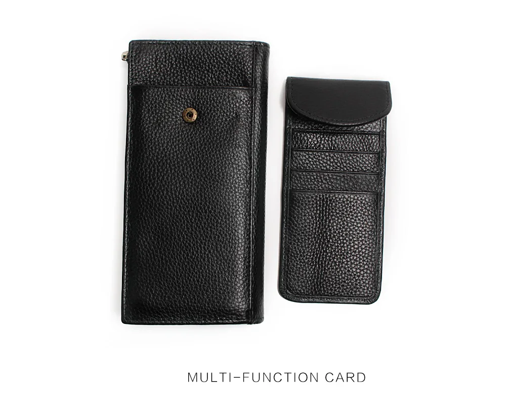 Настоящий кошелек из натуральной кожи с сумочкой для телефона, кошелек, держатель для карт, черный цвет, мужские винтажные кошельки