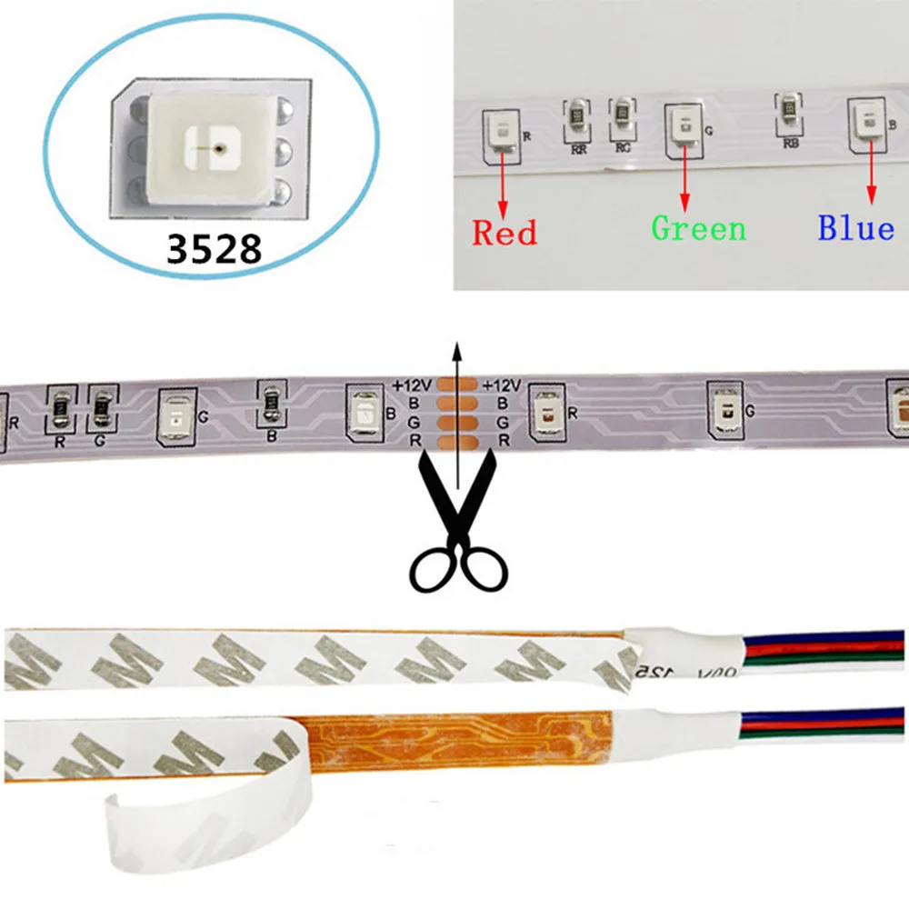 5 м/рулон светодиодный светильник 12 В постоянного тока SMD3528 2835 RGB гибкий неоновый декоративный светильник для помещений s ленточный светодиодный светильник вечерние непромокаемые лампы