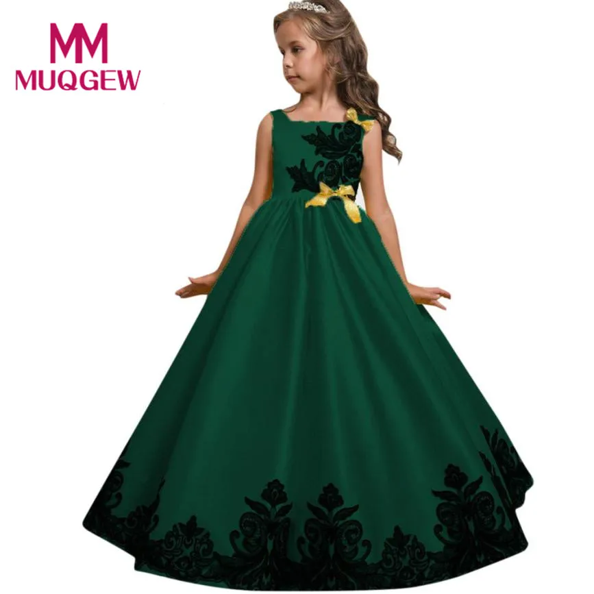 Новогодние костюмы для девочек; платье принцессы с цветочным узором для девочек; Детские вечерние торжественные платья-пачки на свадьбу; Vestidos de novia - Цвет: Green