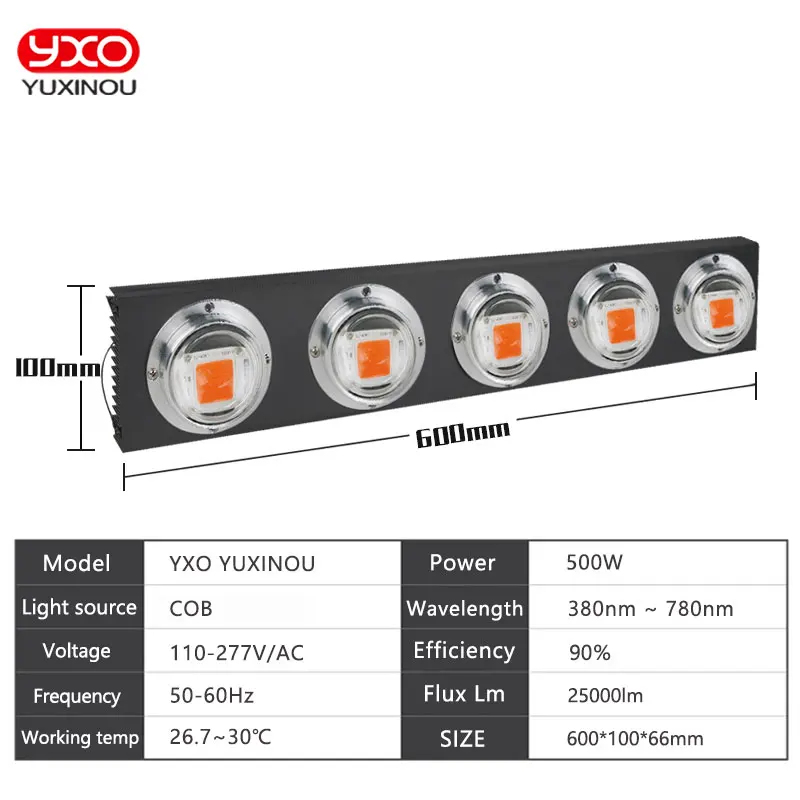 COB светодиодный Grow светильник полный спектр фактические Мощность 100W 200W 300W 500W светодиодный для сельскохозяйствнных ламп для комнатных растений Veg& цветения