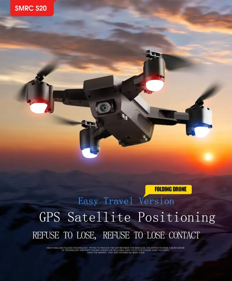 New SMRC S20 1080P 120°Wide-Angle 2.4G RC Toy Helicopter Foldable Selfie Drone A 