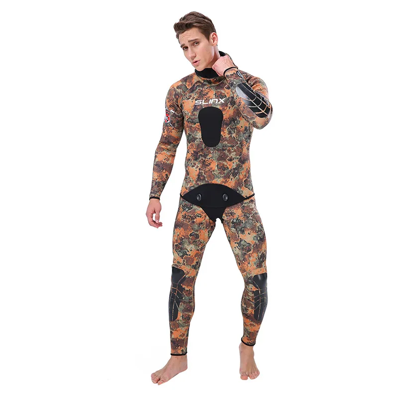 SLINX для мужчин Профессиональный 3 мм неопрен Дайвинг костюм подводной охоты костюмы с капюшоном полугерметичный из двух частей джунгли жилет брюки гидрокостюмы