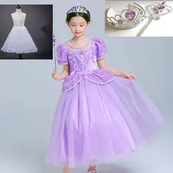 Платье принцессы Софии для девочек принцессы Софии давно уже для девочек официальная Вечеринка платье Рождественский подарок для Для
