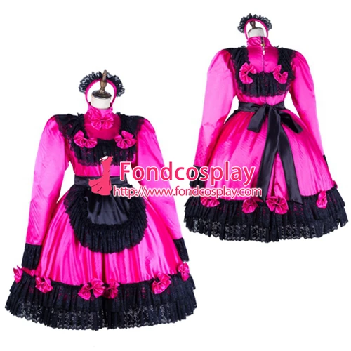 

Sissy maid satin dress lockable Uniform cosplay costume Tailor-made[G2050]