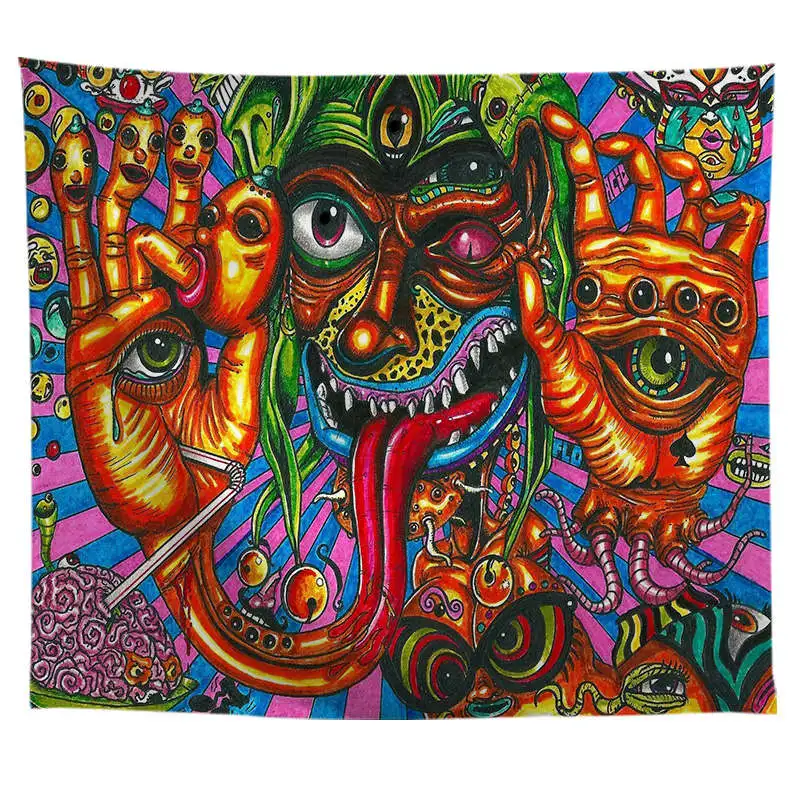 ZEIMON Абстрактная живопись психоделический гобелен красочные настенные гобелены религия национальные особенности общежития стены искусства йога коврик - Color: T076-11