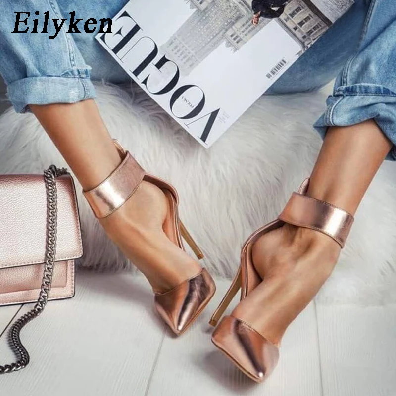 Koop Eilyken champagne Gladiator Vrouwen Pompen Mode Rits Wees Teen Hoge Hakken Dame Bruiloft Schoenen Dunne Hakken Sandaal Lente Herfst