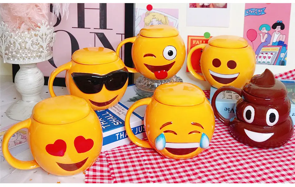 Creative Ceramic Mug With Lid Coffee Mug Travel Tea Cups And Mugs Ceramic Porcelain Expression CuteMorningTeaMilk Mug For Kid (16)