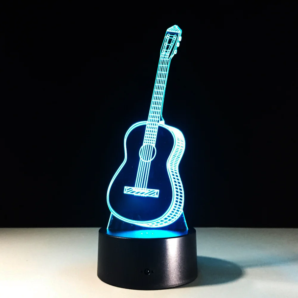 Guitar 7 color change Led 3d Night Light Creative Gift Atmosphere Desk