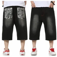 Большие размеры мужские повседневные синие легкие джинсовые шорты мужские джинсы летние джинсовые хип-хоп мужские шорты плюс размер мужские короткие с принтом буквы