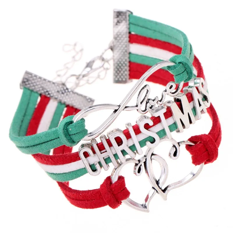 Рождественский браслет женские 6 стилей сладкие браслеты полые снежинки колокольчик сани Рождественские Браслеты с деревом