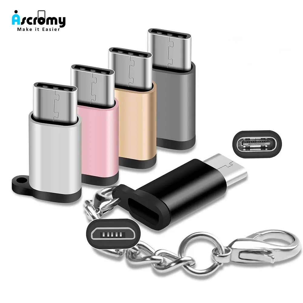 Кабель-переходник Ascromy USB-C Micro USB Соединительный брелок для Xiaomi Redmi Note 7 Pro Huawei P20 Lite