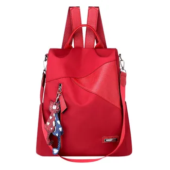 

Women Backpack 2019 Nylon School Backpack Women Ladies Solid Cat Pendant Totes Shoulder Backpacks Bags K510