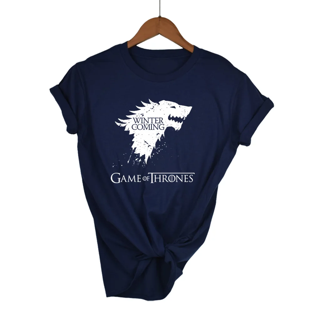

Game Of Thrones T-shirt Women Wolf Female Ringer Tee Shirt Femme Mother of Dragons T Shirt Female Short Sleeve Cool O-neck TopsG