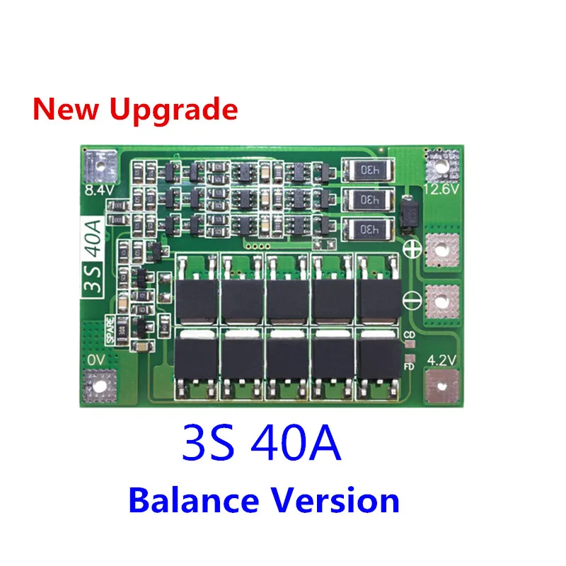 BMS 3S 40A баланс 18650 3,2 в LiFePO4/3,7 в литий-ионная батарея Защитная плата/железо литиевая BMSwith выравнивание startable дрель