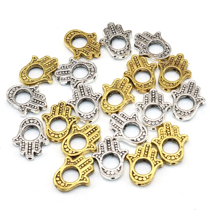 

Jewelry Accessories Findings Tibetan Silver Spacer Beads Hamsa Hand Shaped Loose Beads Charms For DIY Needlework Jewelry Making