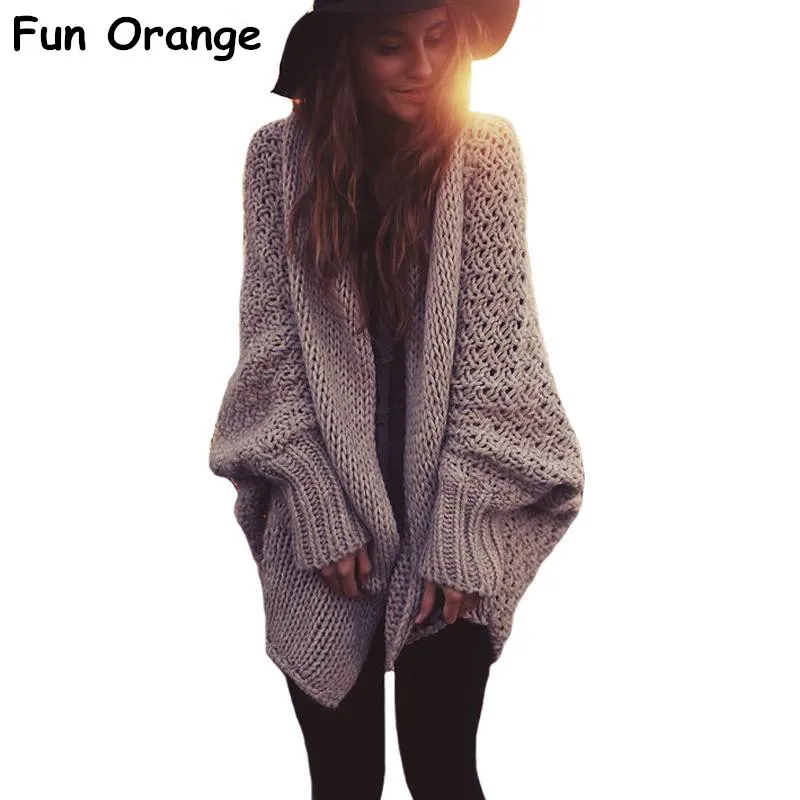 Fun Orange Womens Batwing Knitted Shrug Sweater Women Winter Fashion