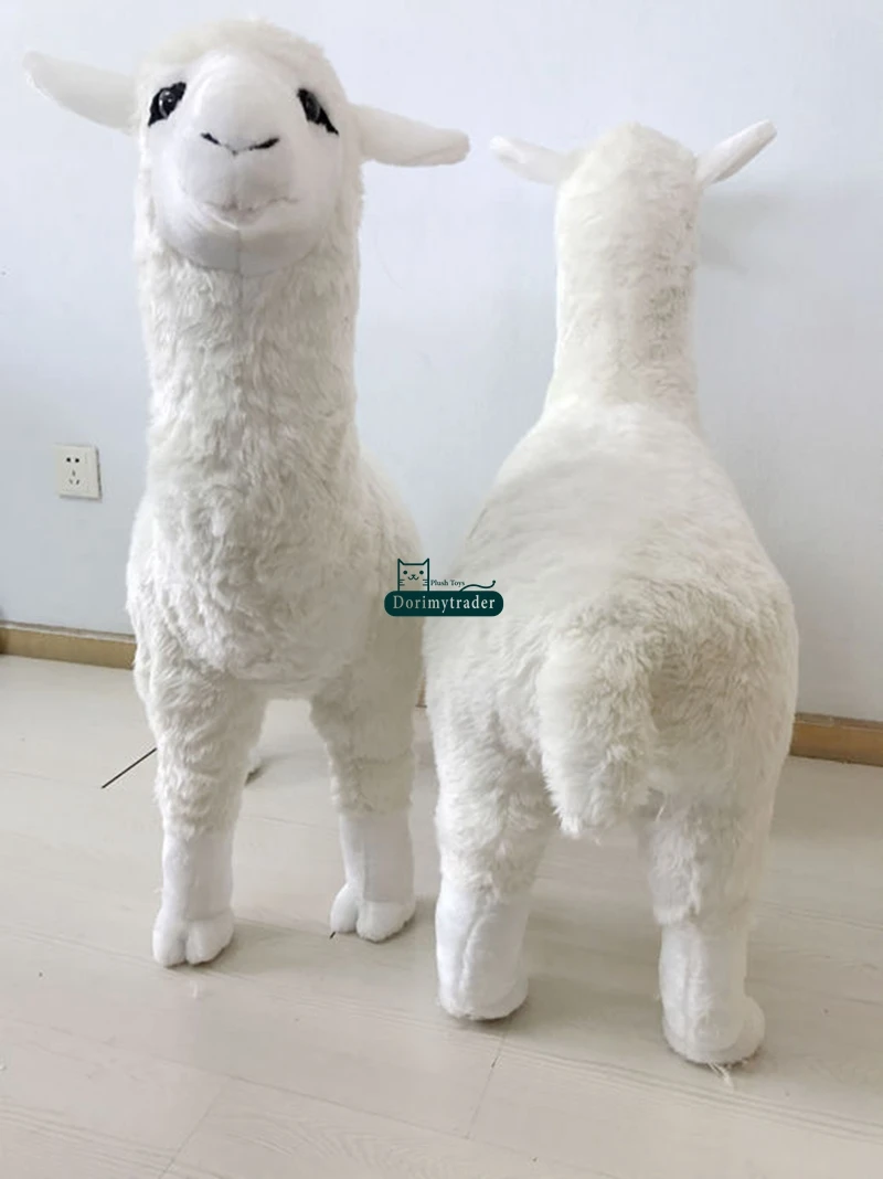 Dorimytrader Simulated Alpaca Plush Chair Stuffed Realistic Animals Sheep Toys Sofa Decoration can Ride on the Back 78cm x 25cm x 76cm DY61806 (14)