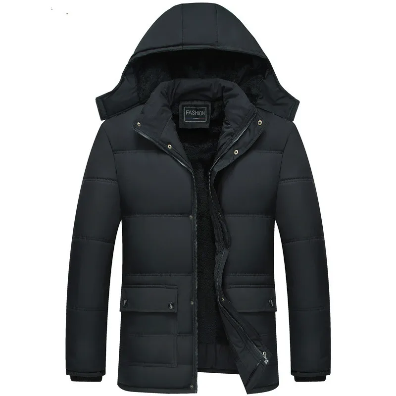 Economici Giacca invernale Uomini di Laurea Addensare Warm Parka Con Cappuccio del Cappotto del Panno Morbido uomo Giubbotti Outwear Jaqueta Masculina trasporto di goccia