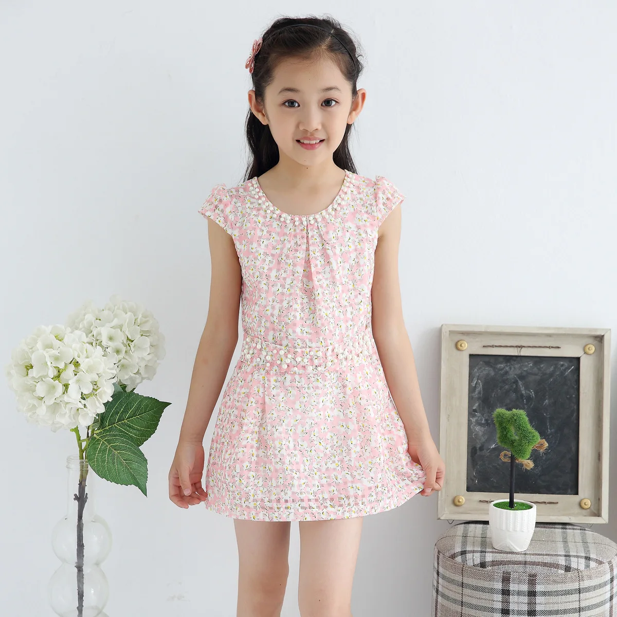 Baby Girl Kids Summer Korean Short-Sleeves Cotton Ruffle Bowknot Dress C#P5 