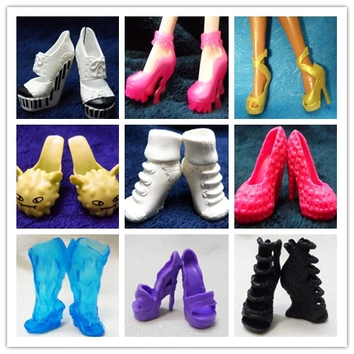 AILAIKI/распродажа; 10 пар/лот; модная обувь для куклы-монстры; красивая обувь на высоком каблуке; сандалии в стиле монстра; обувь в смешанном стиле