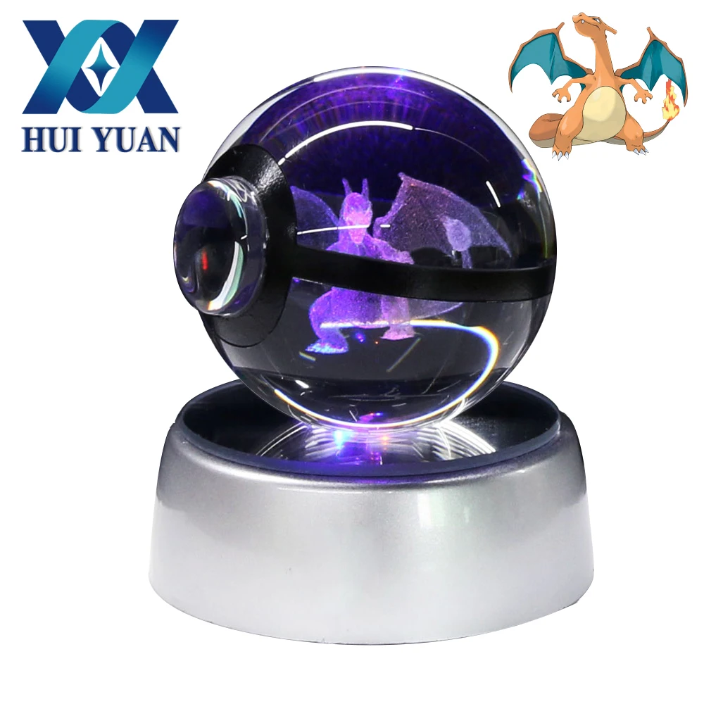 Хуэй Юань Charizard Кристалл Pokeball Poke Ball 5 см Диаметр клетки кнопки питание 3D
