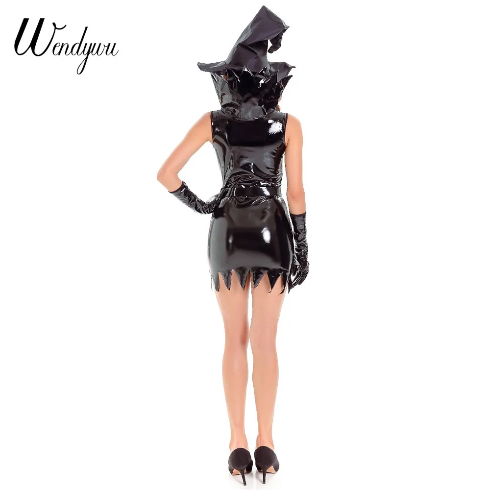 WENDYWU/модные, пикантные Для женщин низкая Средства ухода за кожей шеи без рукавов Черное мини-платье Прихватки для мангала костюмы ведьм
