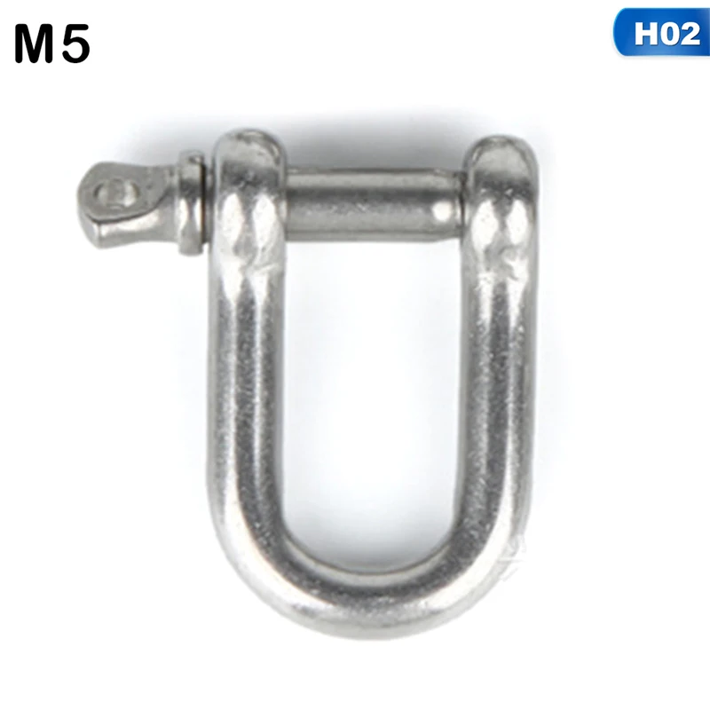 M6/M5/M6/M8 Straight D Shackle Short Stainless Steel 316 Breaking Load 1500 Kg D Rigging Shackle Hooks Boat Rigging Hardware