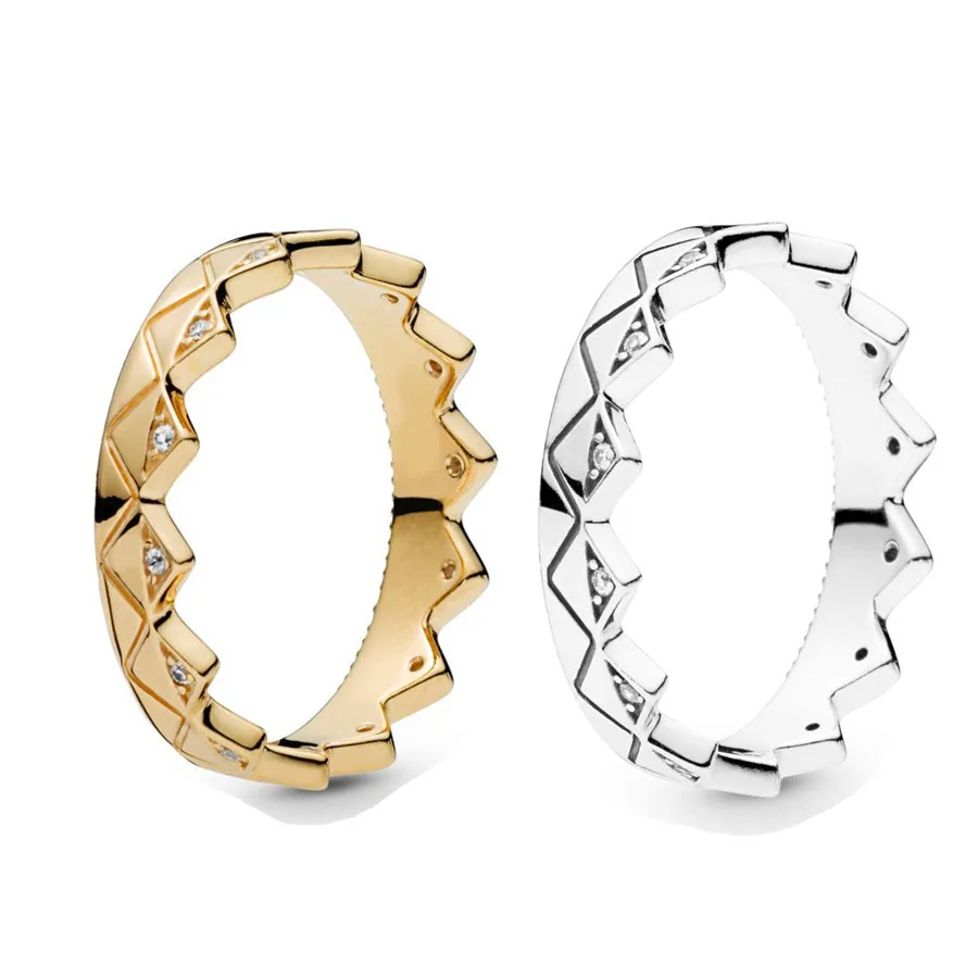 

2019 New style High Quality 925 Sterling Silver Exotic Crown Ring For women Gold Ring Luxury Fashion Jewelry Two-tone Ring