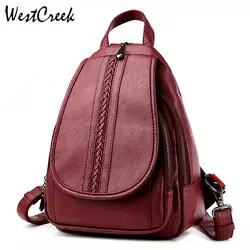 WESTCREEK бренд для женщин кожа рюкзаки для Винтаж Bagpack Роскошные Дизайнерские плотная большой вместимости путешествия рюкзак