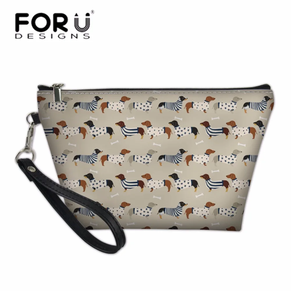 

FORUDESIGNS Women Casual Travel Cosmetic Cases Zipper Femme Doxie Dog Printing Wash Kit Bags Make Up Box for Girls Pencil Bag