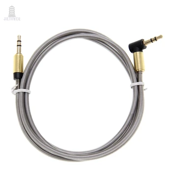 

100pcs 3.5mm Jack Audio Cable 3.5 Male metal Right Angle 90 degree elbow Car Aux Auxiliary Cord Supports Phone PC wholesale