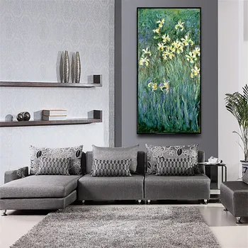 

YongHe Home decorative Oil painting Monet-irises Customizable Spray Painting wall deco Frameless ink Poster for Living Room