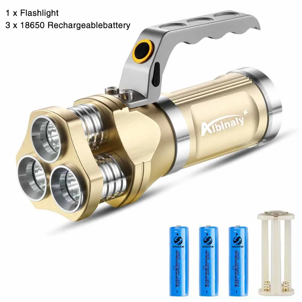 Albinaly мощный перезаряжаемый светодиодный фонарик 3 X T6 светодиодный фонарь с бусинами водонепроницаемый прожектор походный фонарь с AC/USB зарядным устройством - Испускаемый цвет: B