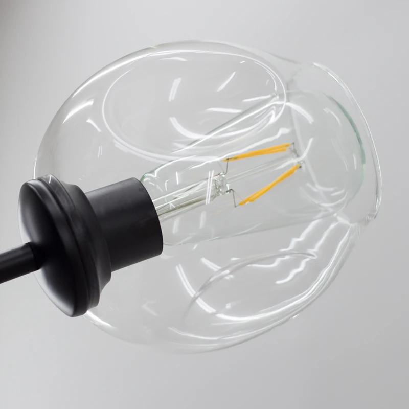 Современная молекула Подвесная лампа люстра блеск led hanglamp черный Лофт промышленный Декор стекло пузырь люстра лампа светильники