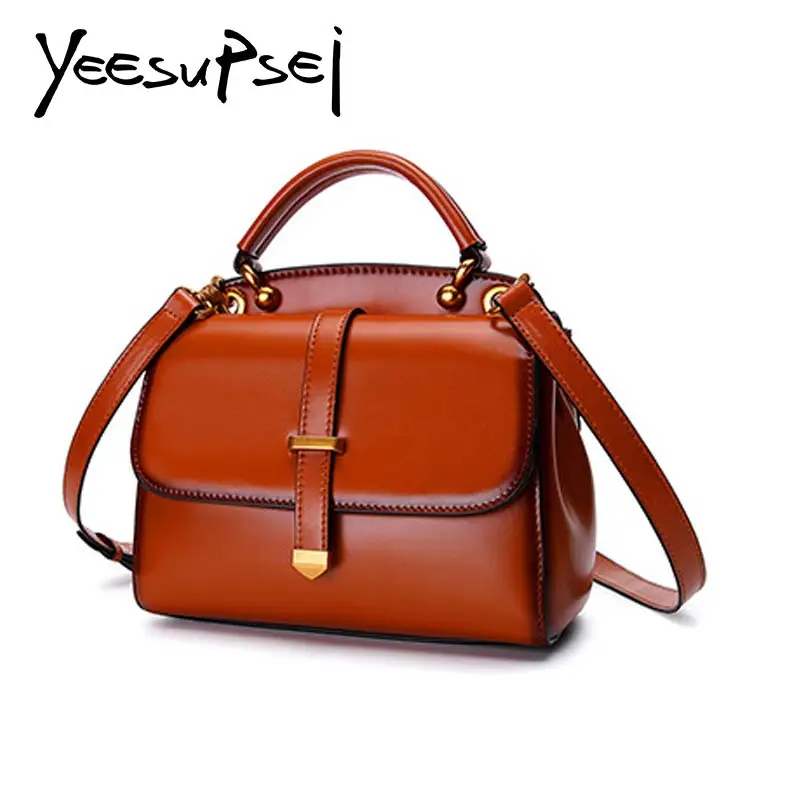 

YeeSupSei High-capacity Vintage Handbag For Women Solid Doctor Totes Female Genuine Leather Shoulder Bags Women Classic Handbag
