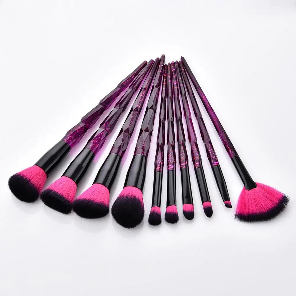 

10Pcs Full Professional Foundation Brush Sets Tool High Quality Eyeshadow Makeup Brushes Powder Blending Contour Blush Concealer