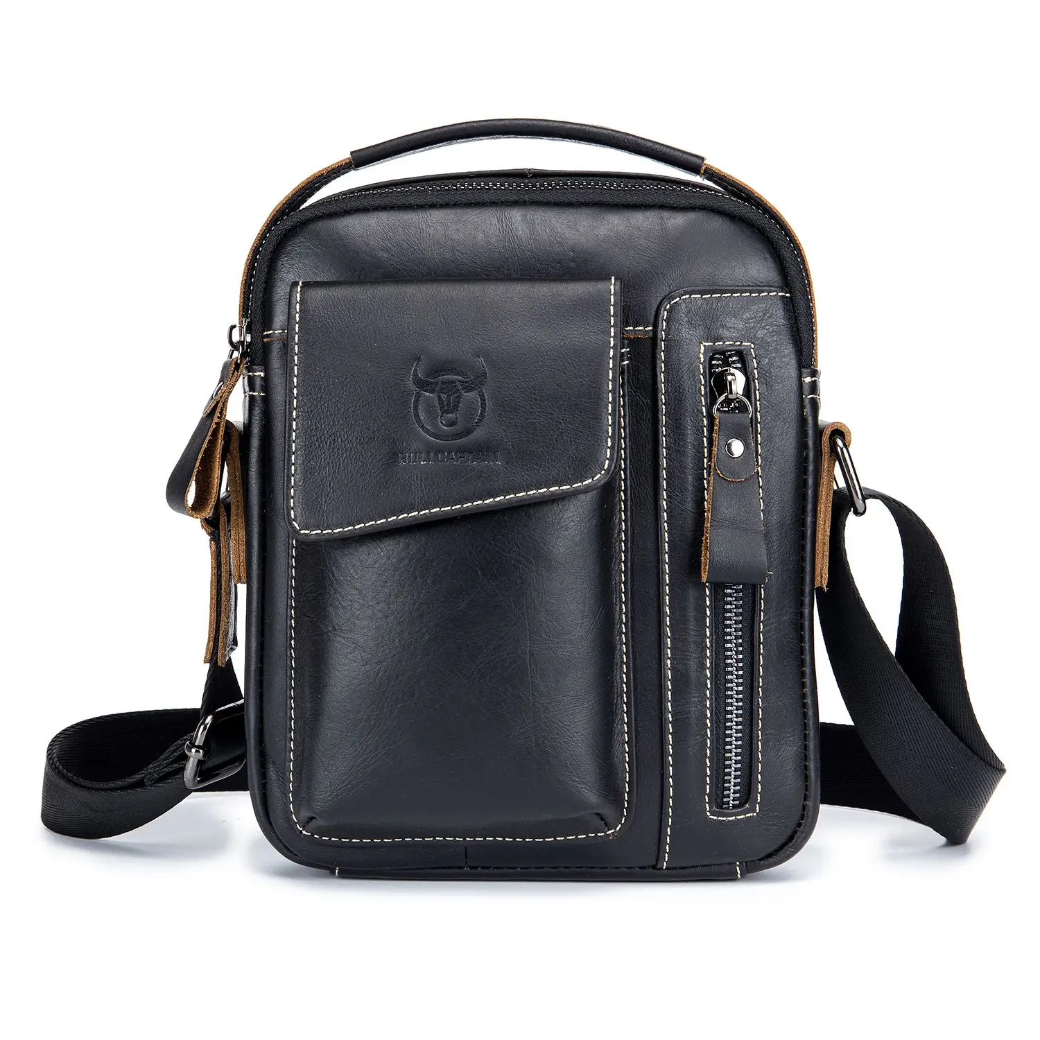 

DCOS-Bullcaptain Genuine Leather Business Messenger Bag Vintage Crossbody Bag For Men