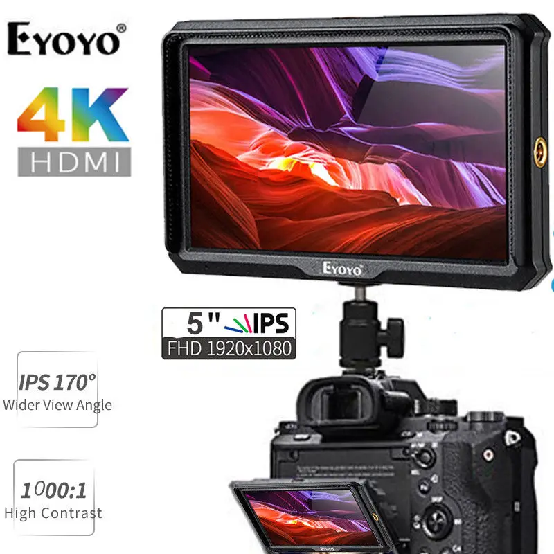 

Eyoyo A5 5 inch 1920x1080 HD 441ppi IPS Screen Camera Field Monitor 4K HDMI Input output Video for Zhiyun Crane 2 M TILTA G2X