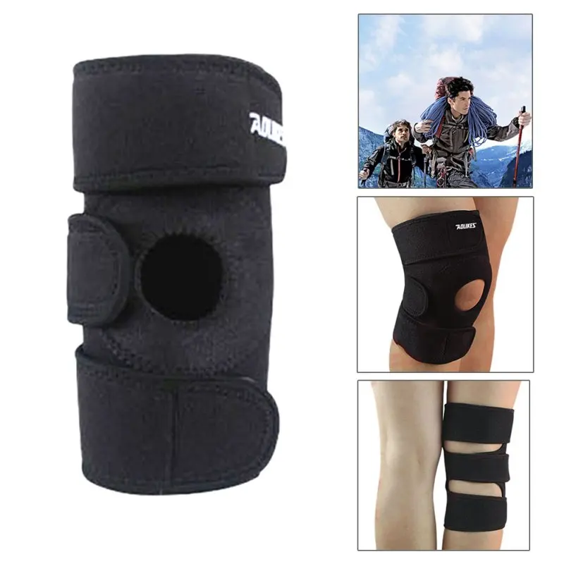 AOLIKES; регулируемый наколенник коленной чашечки с фиксатором, рукав, крышка, стабилизатор, для спорта, альпинизма, баскетбола, защита колена, уход, портативный