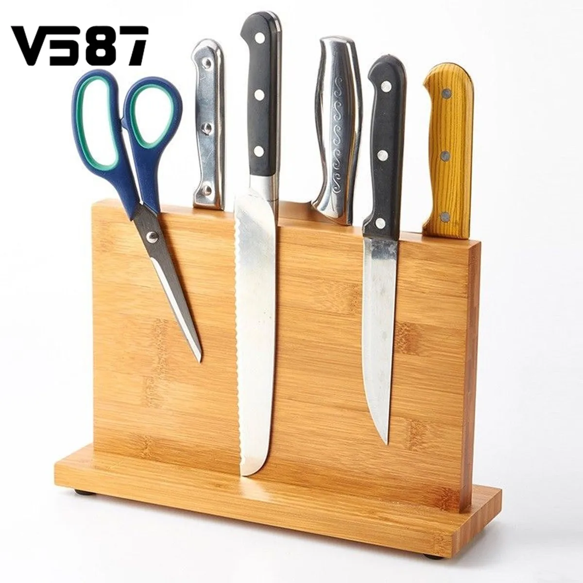 Knife Holder Carbonized Bamboo Knife Rack Kitchen Bar Storage