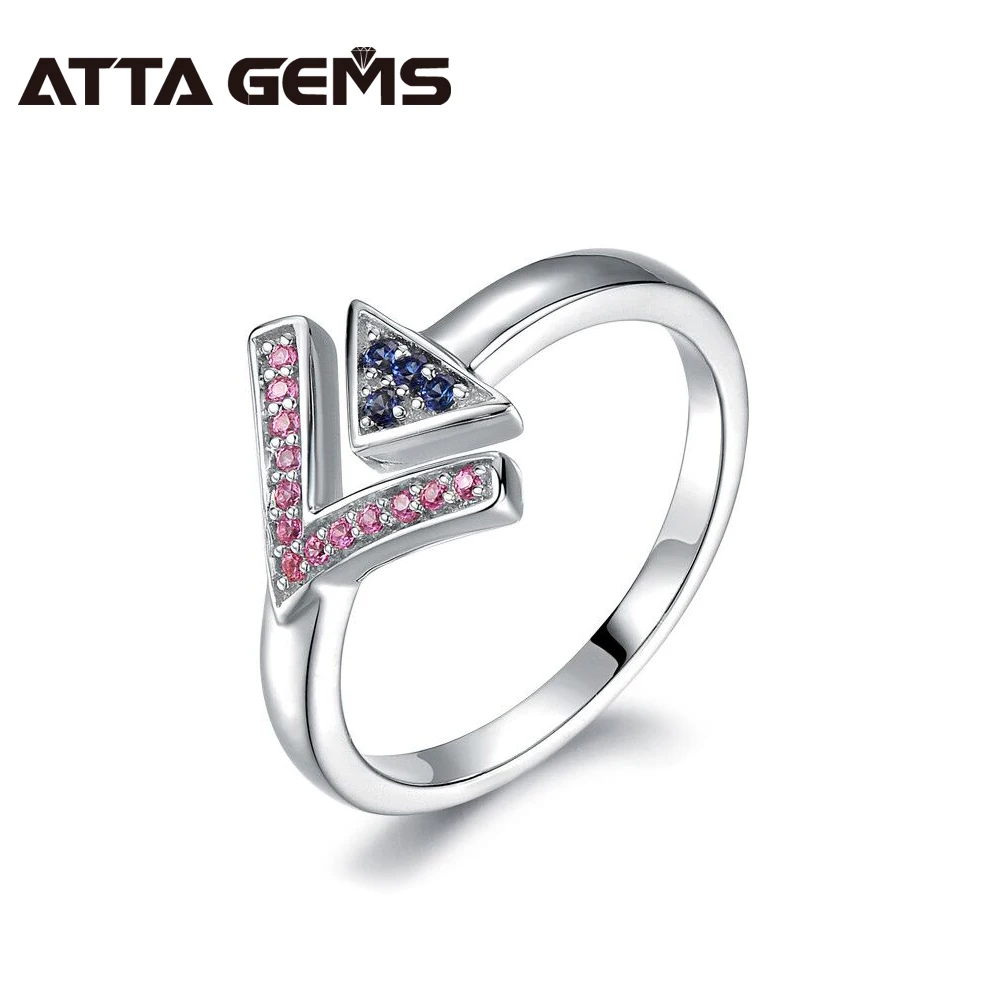 

Sapphire Sterling Silver Ring For Women Blue Sapphire Pink Sapphire Mix Design Silver Ring Fine Jewelry Women Party Wedding
