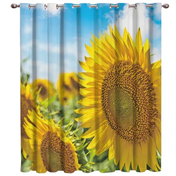 

Sunflower Summer Room Curtains Large Window Bathroom Kitchen Fabric Drapes Curtain Panels With Grommets Window Treatment Ideas