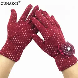 CUHAKCI зимние перчатки женские сенсорные Guantes алмазные женские рукавицы девушки узел точка Открытый Теплый Полный Пальцы Перчатки