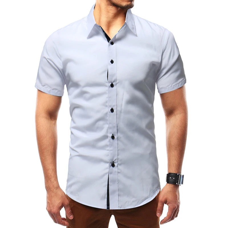 Unpadupe бренд Мужская рубашка сплошной цвет платье рубашка короткий рукав Slim Fit Camisa Masculina повседневные мужские Гавайские рубашки 4XL