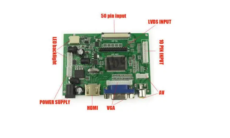 7 дюймов ЖК-дисплей Экран Дисплей монитор для Raspberry Pi+ Драйвер платы HDMI/VGA/2AV