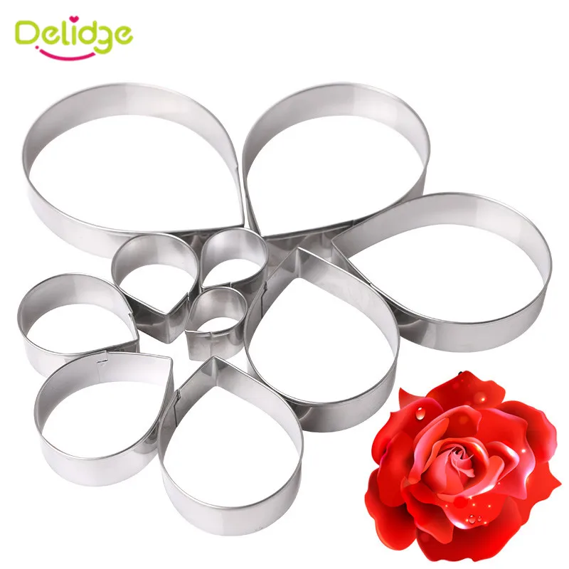 

Delidge 10pcs/set Rose Flower Cookie Cutter Mold 3D Sugarcraft Pastry Biscuit Fondant Cake Baking Mold DIY Cake Decorating Tools