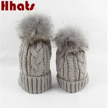 Двухслойный флис внутри зимняя шапка с настоящим меховым помпоном плюс бархатный меховой помпон вязаная шапка женская девушка Skullies Beanies