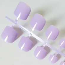 24 шт короткие накладные ногти для пальцев ног конфетные фиолетовые розовые обнаженные накладные ногти для ногтей Цвет дерево Сделай Сам дизайн ногтей маникюр украшение